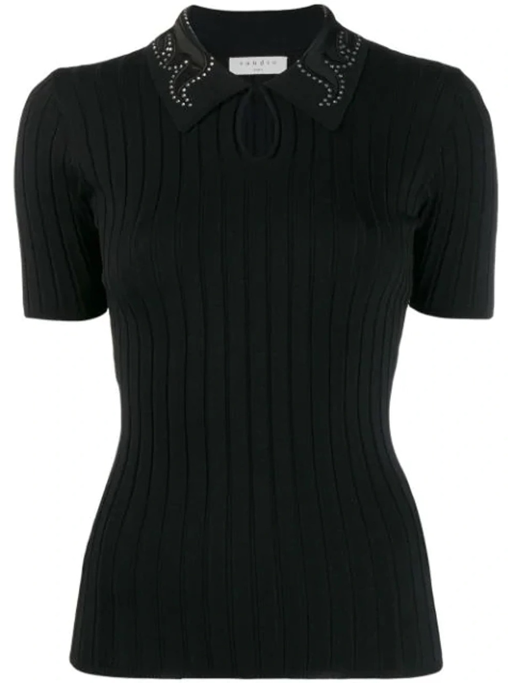 SANDRO- Tims Embellished Sweater In Black. Size 1